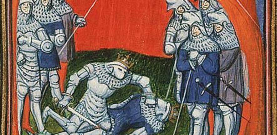Enrique of Transtamare kills his half-brother Pedro I, king of Leon and Castile