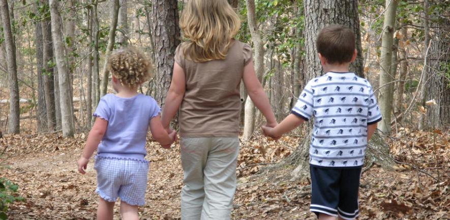 Children Walking on Trail