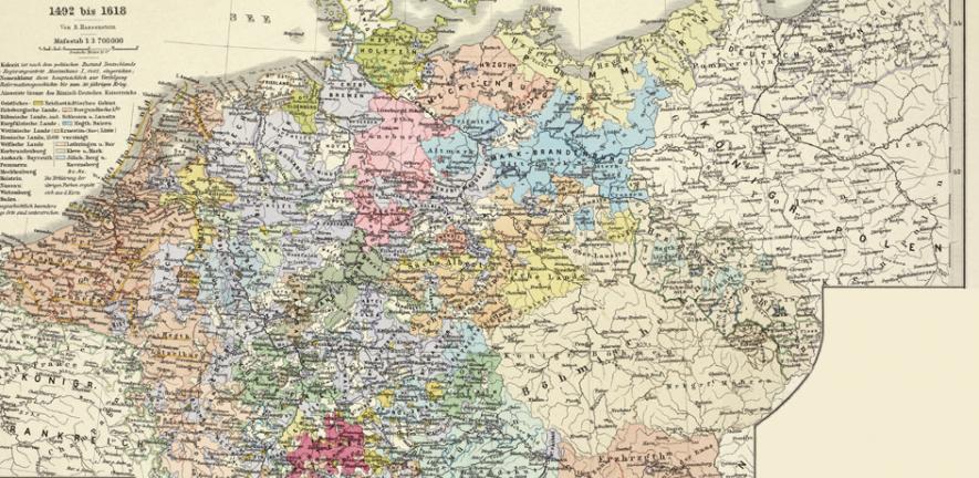 Detail of a map of the Holy Roman Empire, 1492 - 1618.
