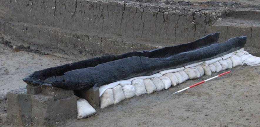 One of six Bronze Age boats found during the excavation at Must Farm Quarry.