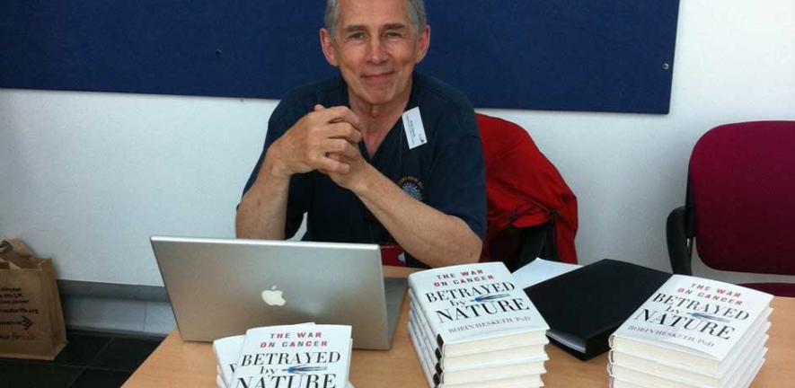 Dr Robin Hesketh signing copies of his book in Peterborough