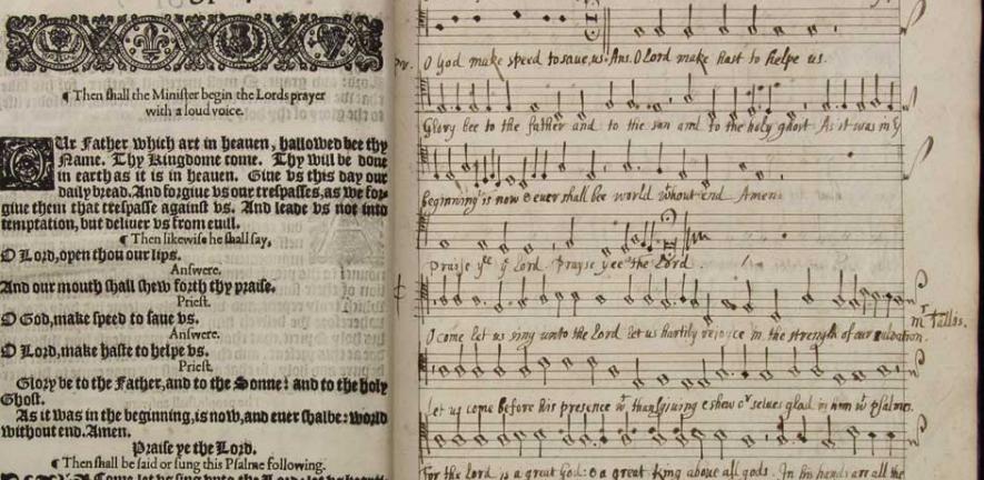 Book of Common Prayer, interleaved with 16th/17th century English servce music