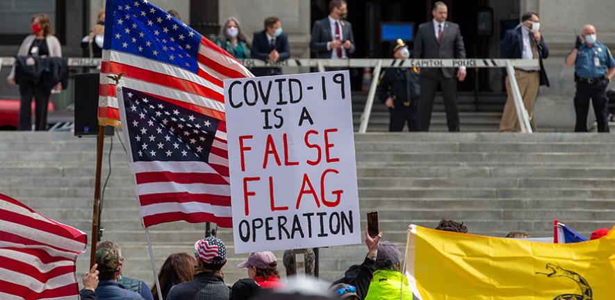 Protesters at a 'Reopen' rally in Harrisburg, PA, USA