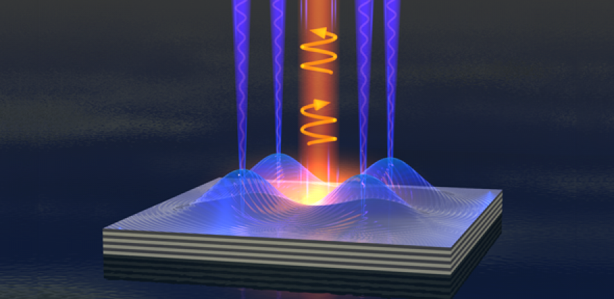 Polariton fluid emits clockwise or anticlockwise spin light by applying electric fields to a semiconductor chip.