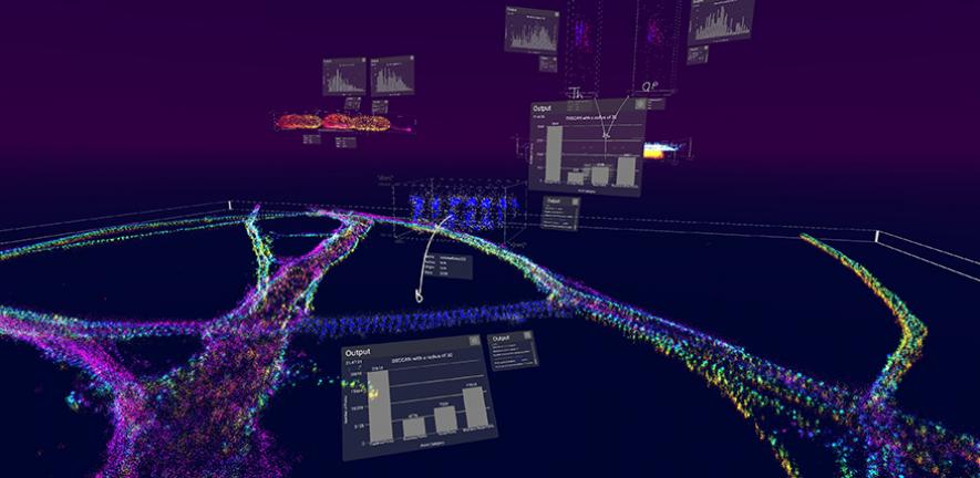 DBScan analysis being performed a mature neuron in a typical vLUME workspace.