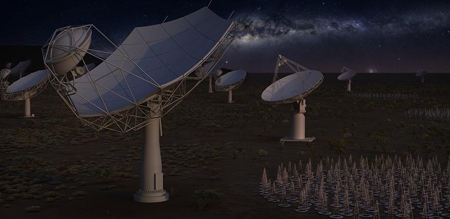 Artist’s impression of the full Square Kilometre Array at night