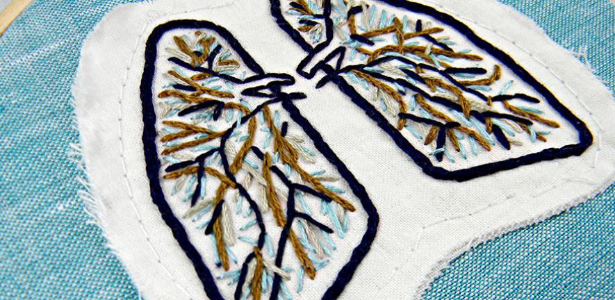 Blue and Brown Anatomical Lung Wall Decor