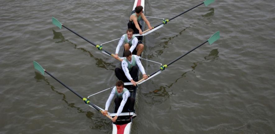 Lead researcher Dr Danny Longman rowing with the Cambridge University Boat Club. This is an example of the type and standard of the sample population used in the study.