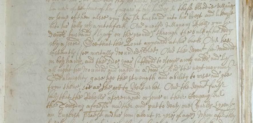 Deposition taken from a witness  to the 1641 Irish rebellion 