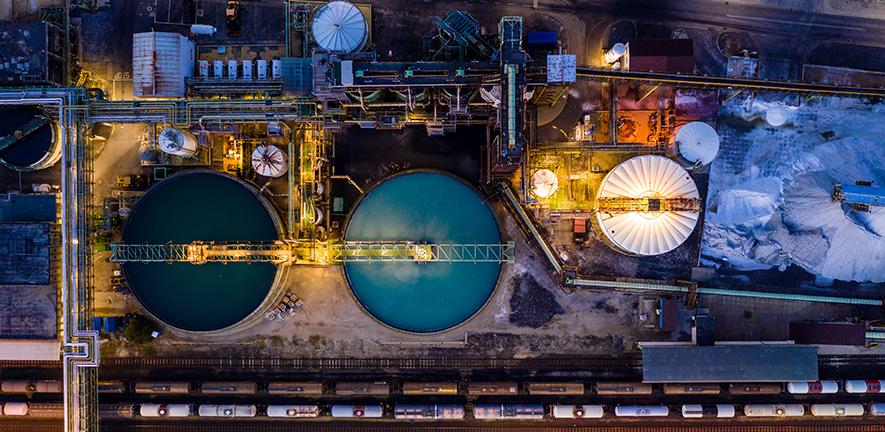 Overhead view of a chemical plant