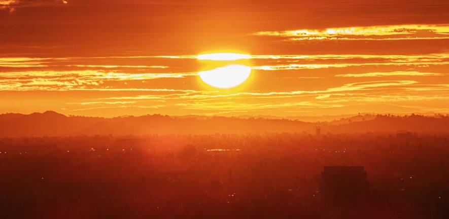 Morning sun over Los Angeles, USA.