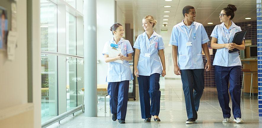 Nurses walking down a corridor