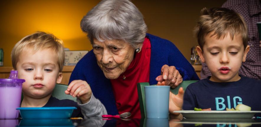 Grandmother and grandchildren