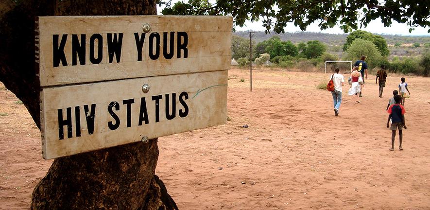 Know your HIV status sign in Africa