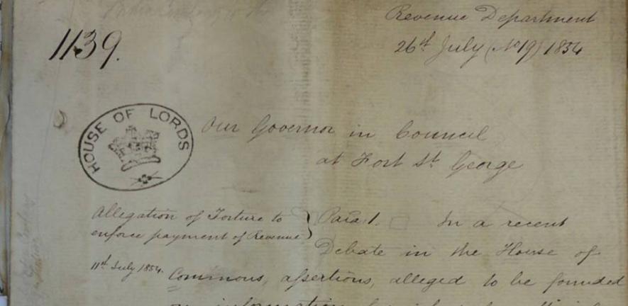 Letter from directors of the East India Company ordering an inquiry into the allegations of torture raised in a recent parliamentary debate.