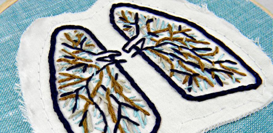 Blue and Brown Anatomical Lung Wall Decor