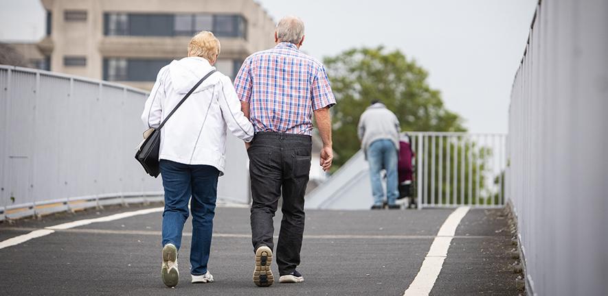 Older couple walking