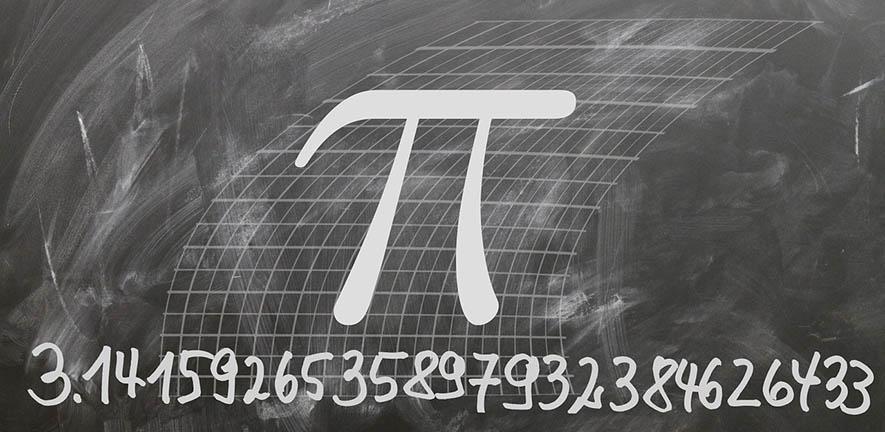 Pi written out on a blackboard