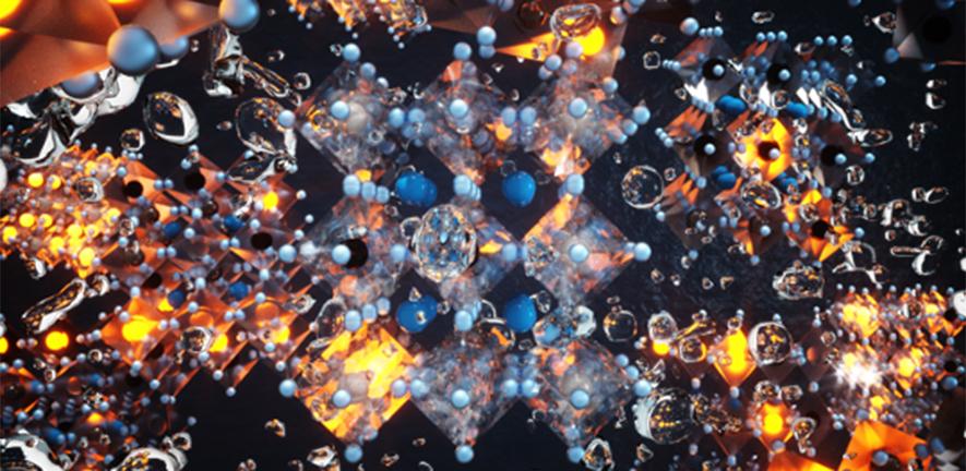 Artist’s impression of glowing halide perovskite nanocrystals