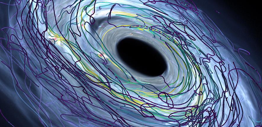 Artist's impression of the protoplanetary disk with magnetic field lines