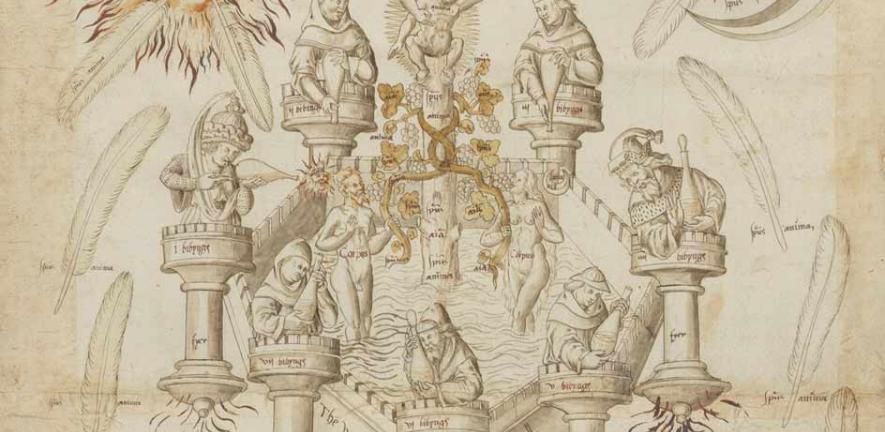 Detail from the Ripley Scroll housed at the Fitzwilliam Museum