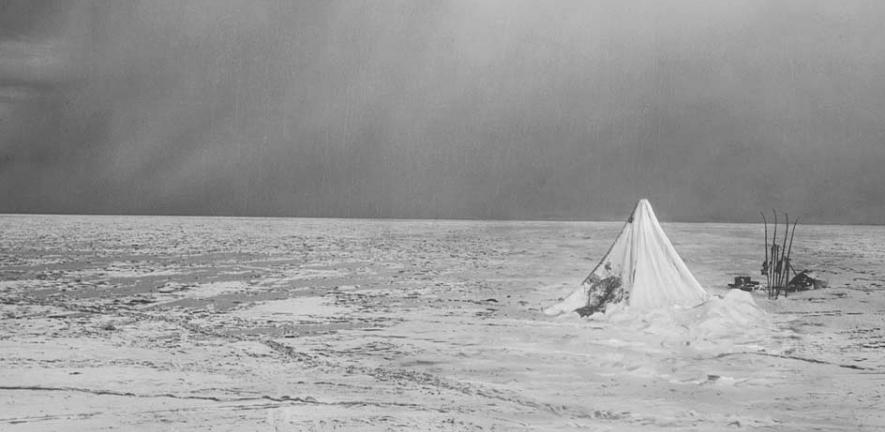 This photograph is a composite image made by Ponting to capture the desolation of the Polar Party.