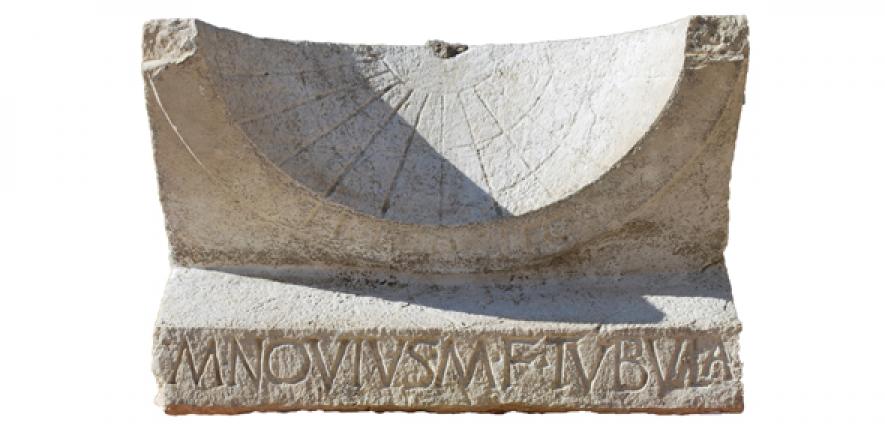 The sundial pictured after excavation