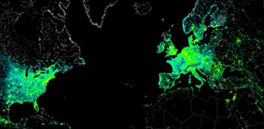 Graphic showing worldwide Internet usage
