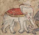 A fakir presents a white elephant to the King, from Kalila wa Dimna by Abdu llah ibn al-Mugaffa