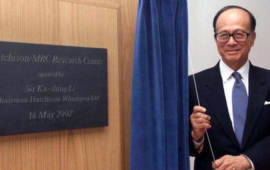 Sir Ka-shing Li at the opening of the MRC Cancer Centre in the Hutchinson Building