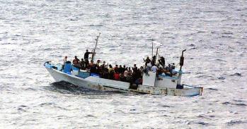 Asylum seekers on a small boat