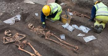 Archaeologists excavating a medieval friary in Cambridge