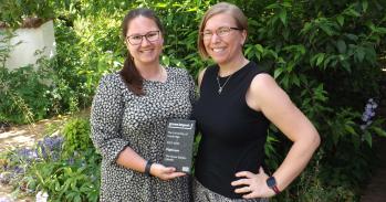 Gemma Dunsmure and Emily Jones from the Green Genies – The Department of Public Health and Primary Care, winners of a Platinum Green Impact Award 