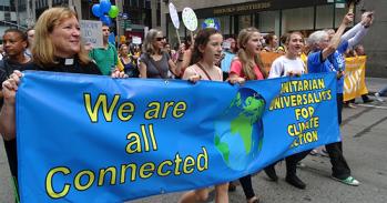 Unitarian Universalist and larger faith contingent taking part in the 21 September 2014 Peoples Climate March