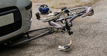 Bike Under Car During Road Traffic Accident