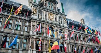 European flags outside EU in Belgium