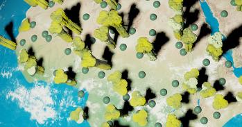 3d digital image corona virus on planet Earth in Africa