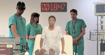 Clinicians at Addenbrooke's Hospital, Cambridge, using HoloScenarios, a new training application based on life-like holographic patient scenarios