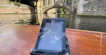 Device for making solar fuels on the River Cam near the Bridge of Sighs