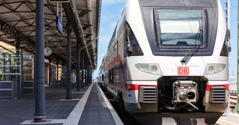 Intercity 2 train at Warnemünde station in Rostock, one of the parts of eastern Germany look at in the report. 