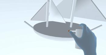 Modelling a sailboat in virtual reality.