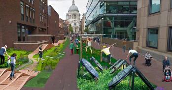 Collage imagining a challenging 'Active Urbanism' route applied to Sermon Lane in London