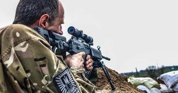 A Ukrainian soldier near the front lines in the Donbas region in 2015