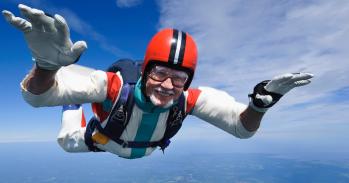 Older man skydiving