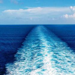 The wake from a ship crossing the Atlantic Ocean