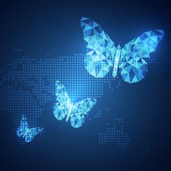 Abstract image of digital butterflies