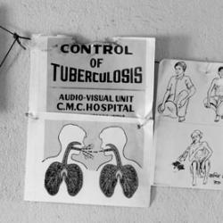 Picture to educate people in villages that have no medical service about the spread of TB