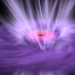 Artist's impression of the winds emanating from the supermassive black hole 
