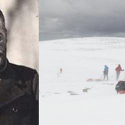 Left: James Wordie was chief scientific officer in Shackleton’s Weddell Sea party, which sought to walk across Antarctica via the South Pole in 1915. Right: Members of the Endurance South Pole 100 team training in the Cairngorms