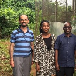 Dr Restif (left) with collaborators from the University of Ghana in Accra, July 2019